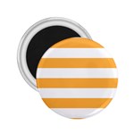 Horizontal Stripes - White and Pastel Orange 2.25  Magnet