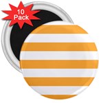 Horizontal Stripes - White and Pastel Orange 3  Magnet (10 pack)