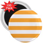 Horizontal Stripes - White and Pastel Orange 3  Magnet (100 pack)