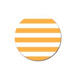 Horizontal Stripes - White and Pastel Orange Magnet 3  (Round)