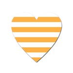 Horizontal Stripes - White and Pastel Orange Magnet (Heart)