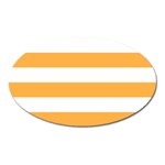 Horizontal Stripes - White and Pastel Orange Magnet (Oval)