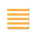 Horizontal Stripes - White and Pastel Orange Magnet (Square)