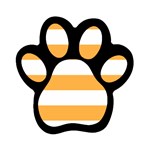Horizontal Stripes - White and Pastel Orange Magnet (Paw Print)