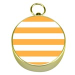 Horizontal Stripes - White and Pastel Orange Gold Compass