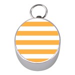 Horizontal Stripes - White and Pastel Orange Silver Compass (Mini)