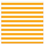 Horizontal Stripes - White and Dark Tangerine Orange Large Satin Scarf (Square)