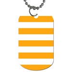 Horizontal Stripes - White and Dark Tangerine Orange Dog Tag (One Side)