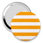 Horizontal Stripes - White and Dark Tangerine Orange 3  Handbag Mirror