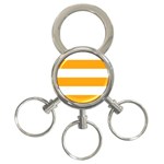 Horizontal Stripes - White and Dark Tangerine Orange 3-Ring Key Chain