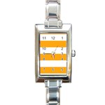 Horizontal Stripes - White and Dark Tangerine Orange Rectangle Italian Charm Watch