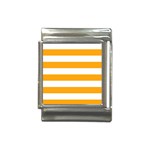 Horizontal Stripes - White and Dark Tangerine Orange Italian Charm (13mm)