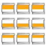 Horizontal Stripes - White and Dark Tangerine Orange 9mm Italian Charm (9 pack)