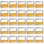 Horizontal Stripes - White and Dark Tangerine Orange 9mm Italian Charm (25 pack)