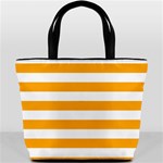 Horizontal Stripes - White and Dark Tangerine Orange Bucket Bag