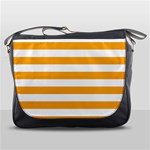 Horizontal Stripes - White and Dark Tangerine Orange Messenger Bag