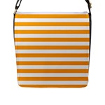 Horizontal Stripes - White and Dark Tangerine Orange Flap Closure Messenger Bag (L)