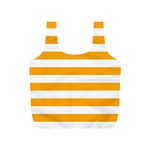 Horizontal Stripes - White and Dark Tangerine Orange Full Print Recycle Bag (S)