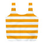 Horizontal Stripes - White and Dark Tangerine Orange Full Print Recycle Bag (L)