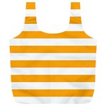 Horizontal Stripes - White and Dark Tangerine Orange Full Print Recycle Bag (XL)