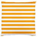 Horizontal Stripes - White and Dark Tangerine Orange Large Cushion Case (One Side)