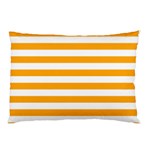 Horizontal Stripes - White and Dark Tangerine Orange Pillow Case (Two Sides)
