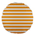 Horizontal Stripes - White and Dark Tangerine Orange Large 18  Premium Flano Round Cushion