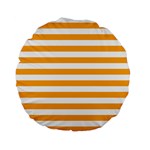 Horizontal Stripes - White and Dark Tangerine Orange Standard 15  Premium Flano Round Cushion
