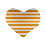 Horizontal Stripes - White and Dark Tangerine Orange Standard 16  Premium Flano Heart Shape Cushion
