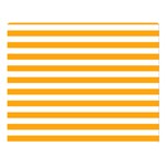 Horizontal Stripes - White and Dark Tangerine Orange Double Sided Flano Blanket (Large)