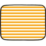 Horizontal Stripes - White and Dark Tangerine Orange Double Sided Fleece Blanket (Mini)