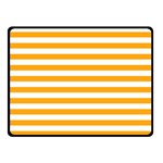 Horizontal Stripes - White and Dark Tangerine Orange Fleece Blanket (Small) (One Side)