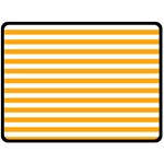 Horizontal Stripes - White and Dark Tangerine Orange Double Sided Fleece Blanket (Large) (Two Sides)
