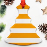 Horizontal Stripes - White and Dark Tangerine Orange Christmas Tree Ornament (Two Sides)