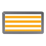Horizontal Stripes - White and Dark Tangerine Orange Memory Card Reader (Mini)