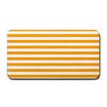 Horizontal Stripes - White and Dark Tangerine Orange Medium Bar Mat