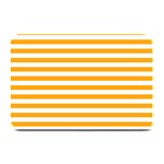Horizontal Stripes - White and Dark Tangerine Orange Plate Mat