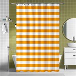 Horizontal Stripes - White and Dark Tangerine Orange Shower Curtain 48  x 72  (Small)