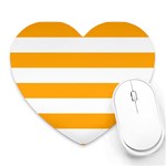 Horizontal Stripes - White and Dark Tangerine Orange Heart Mousepad