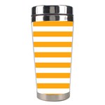 Horizontal Stripes - White and Dark Tangerine Orange Stainless Steel Travel Tumbler