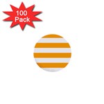 Horizontal Stripes - White and Dark Tangerine Orange 1  Mini Button (100 pack)