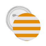 Horizontal Stripes - White and Dark Tangerine Orange 2.25  Button