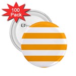 Horizontal Stripes - White and Dark Tangerine Orange 2.25  Button (100 pack)