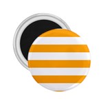 Horizontal Stripes - White and Dark Tangerine Orange 2.25  Magnet