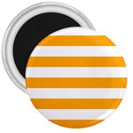 Horizontal Stripes - White and Dark Tangerine Orange 3  Magnet