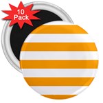 Horizontal Stripes - White and Dark Tangerine Orange 3  Magnet (10 pack)