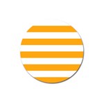Horizontal Stripes - White and Dark Tangerine Orange Magnet 3  (Round)