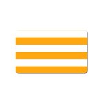 Horizontal Stripes - White and Dark Tangerine Orange Magnet (Name Card)