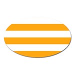 Horizontal Stripes - White and Dark Tangerine Orange Magnet (Oval)