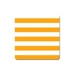 Horizontal Stripes - White and Dark Tangerine Orange Magnet (Square)